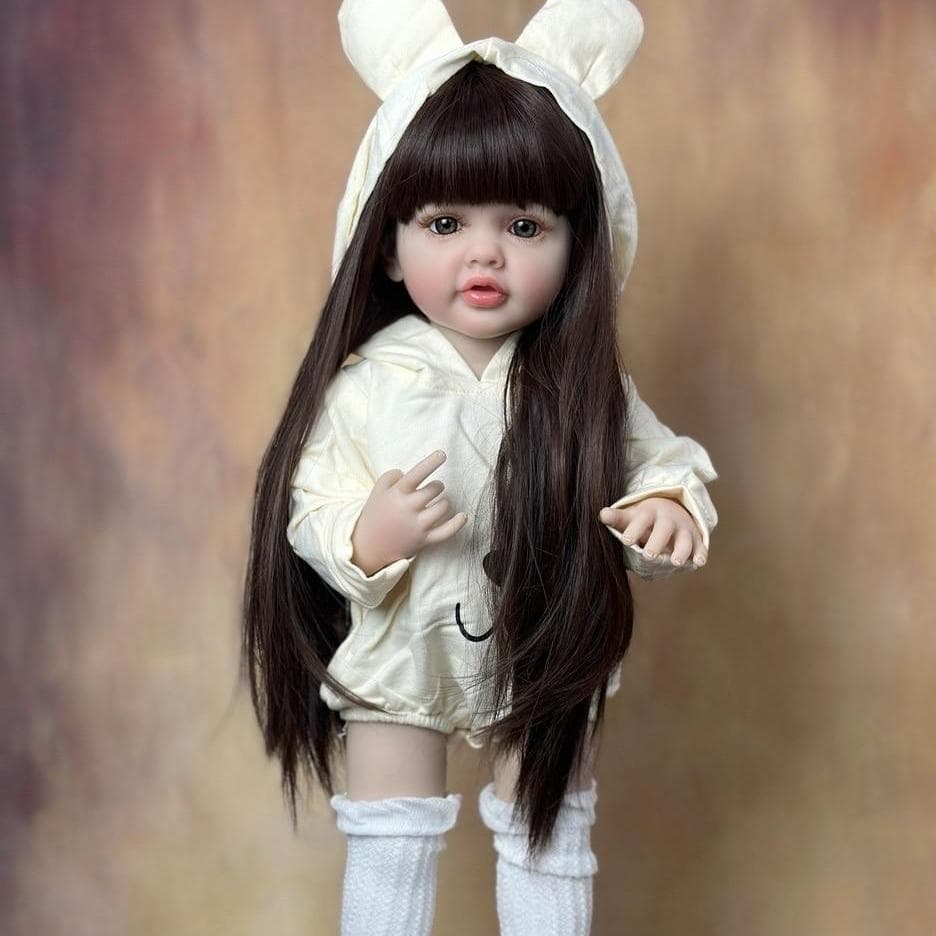 BZDOLL Lifelike Reborn Baby Girl Doll Toy 55 CM 22 Inch Soft Silicone Princess Toddler Art Bebe Birthday Gifts for Child