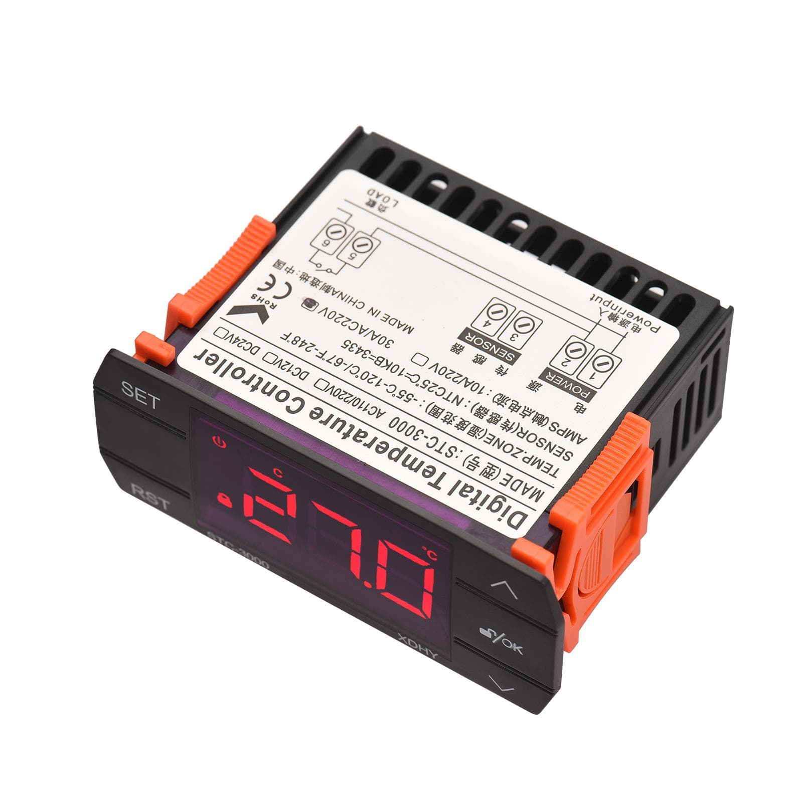 30A Digital Temperature Controller STC-3000 Intelligent Temperature Regulator AC 220V Refrigerator black