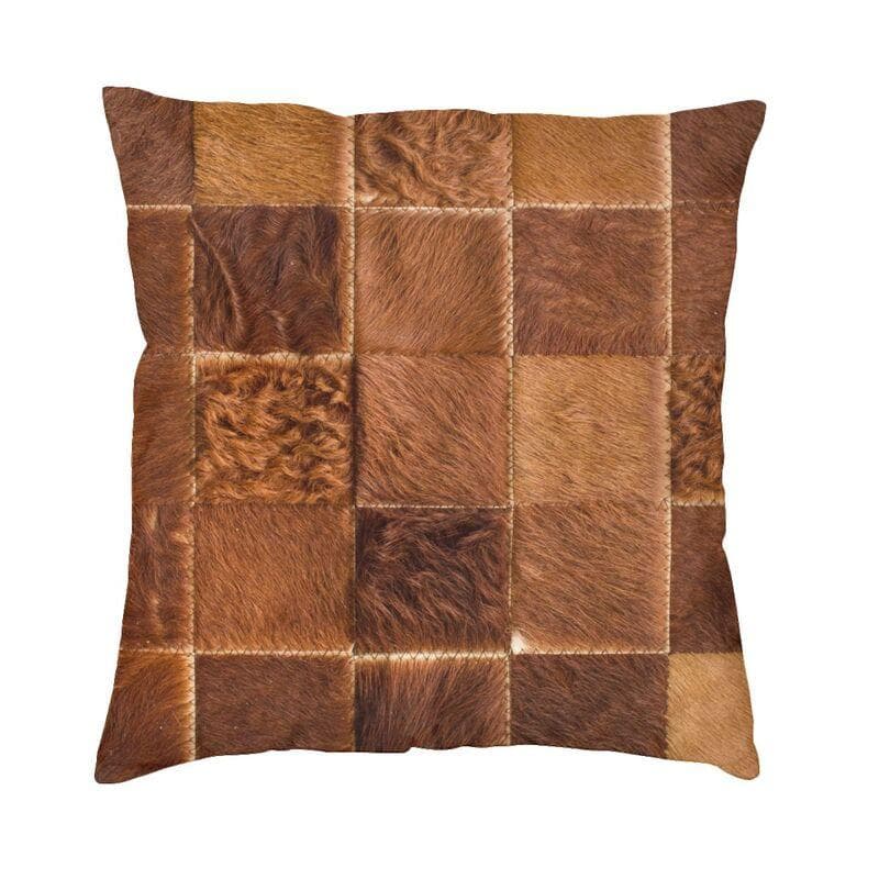 Scottish Highland Cow Cowhide Texture Pillow Living Room Decoration Kawaii Animal Hide Leather Cushion Printing Pillowcase 40x40cm 16x16in