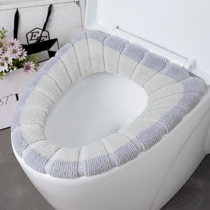 Universal Toilet Seat Cover Winter Warm Soft WC Mat Bathroom Washable Removable Zipper with Flip LidHandle Household