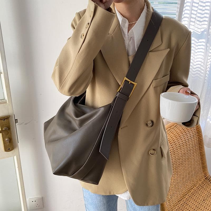 Daily Bags, Soft and Minimalist Style Single-shoulder Bags, Large Bags, Women's Large-capacity Crossbody Bags gray
