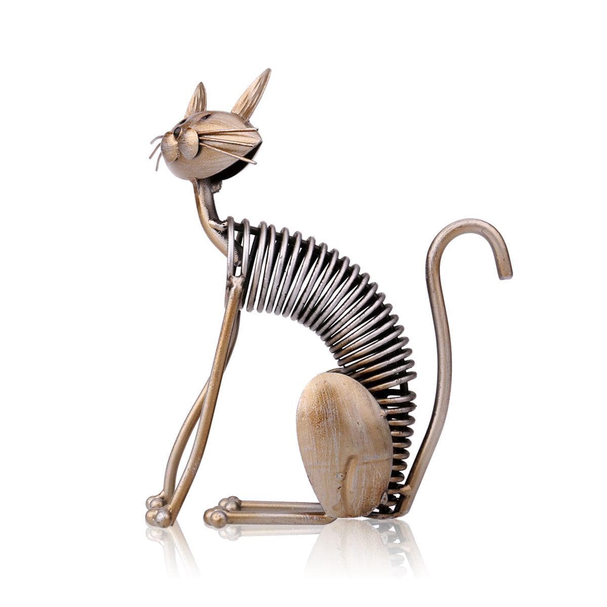 TOOARTS Metal Iron Art Spring Cat Modern Sculpture Christmas Gift Ornaments