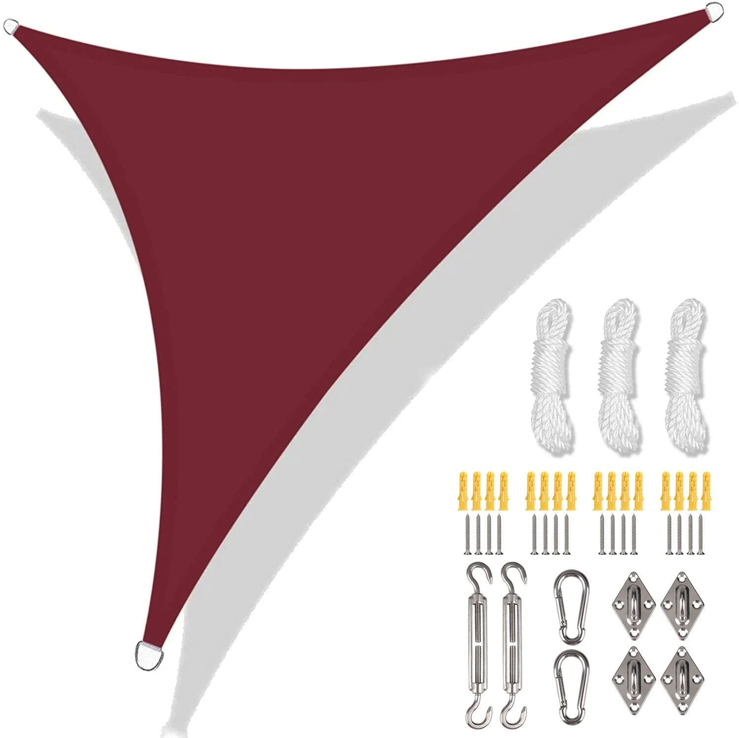 5/3.6/3/2M Triangle Shade Sail Waterproof Sunshade Sail Canopy 98%UV Block Awning with Free Rope for Garden Patio Pergola Gazebo 200x200x200CM