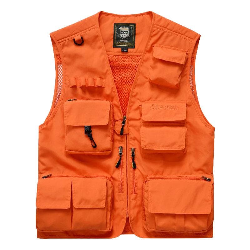 Multi Pocket Fishing Waistcoat Plus Size Men Solid Color Zipper Photography Vest Sleeveless Jacket S