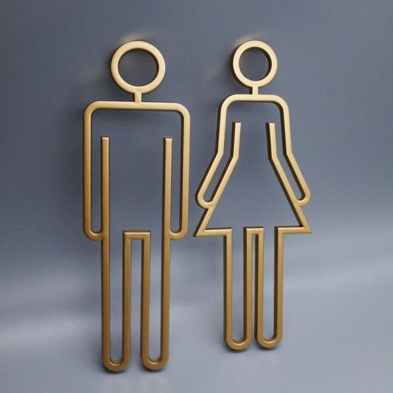 Three-dimensional hollow bathroom sign creative bathroom door sign toilet sign A black-22x9cm