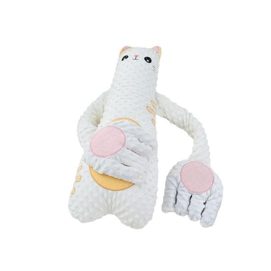 Baby Soothing Anti-Startle Hugging Stuffed Animal with Palm Pillow for Sleep Soft Rebound Filling Independent Toy white