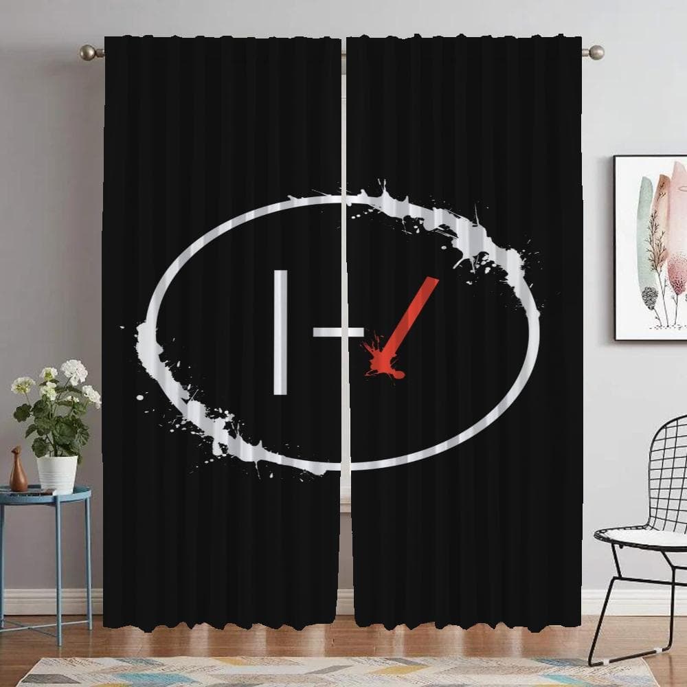 Twenty One Pilots Curtains for Living Room Curtain Shades Tulle for Bedroom Blackout Curtains 2 Pieces Partition Kitchen Elegant W60xH90cmx2pcs-CL