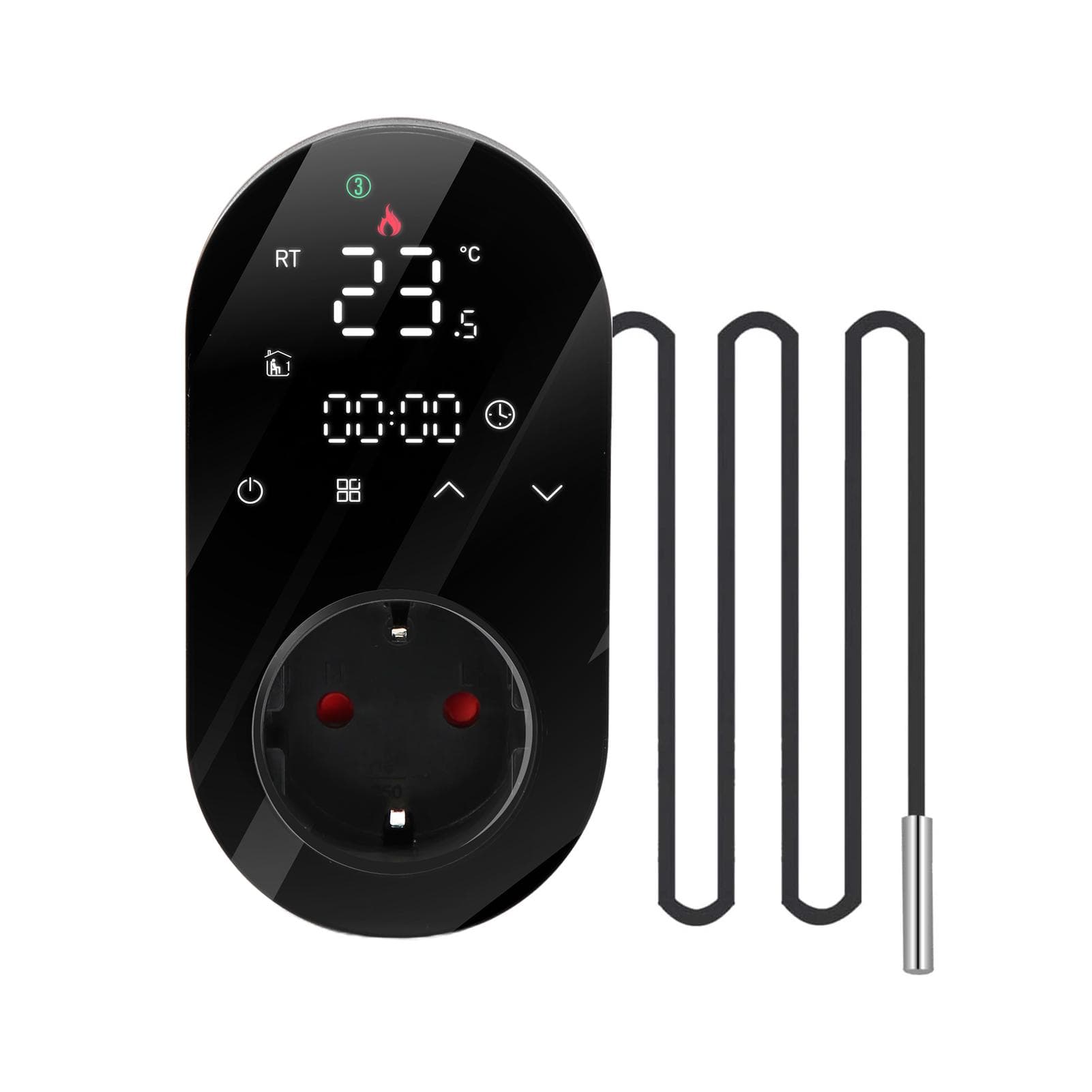 WiFi Digital Thermostat Outlet Plug 16A Outlet Tuya App Voice Control Socket Temperature Controller B-3 black