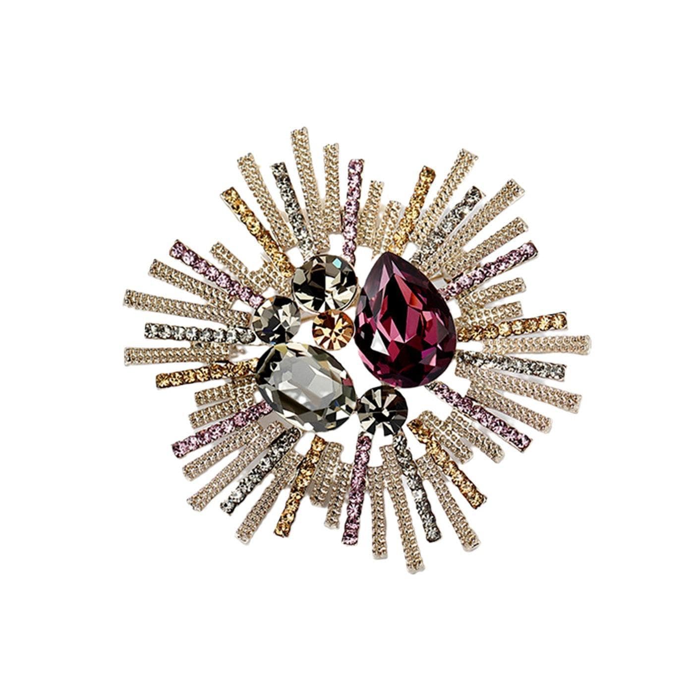Vintage Oversized Brooch European-American Style, Elegant Retro Corsage for Coats and Suits purple