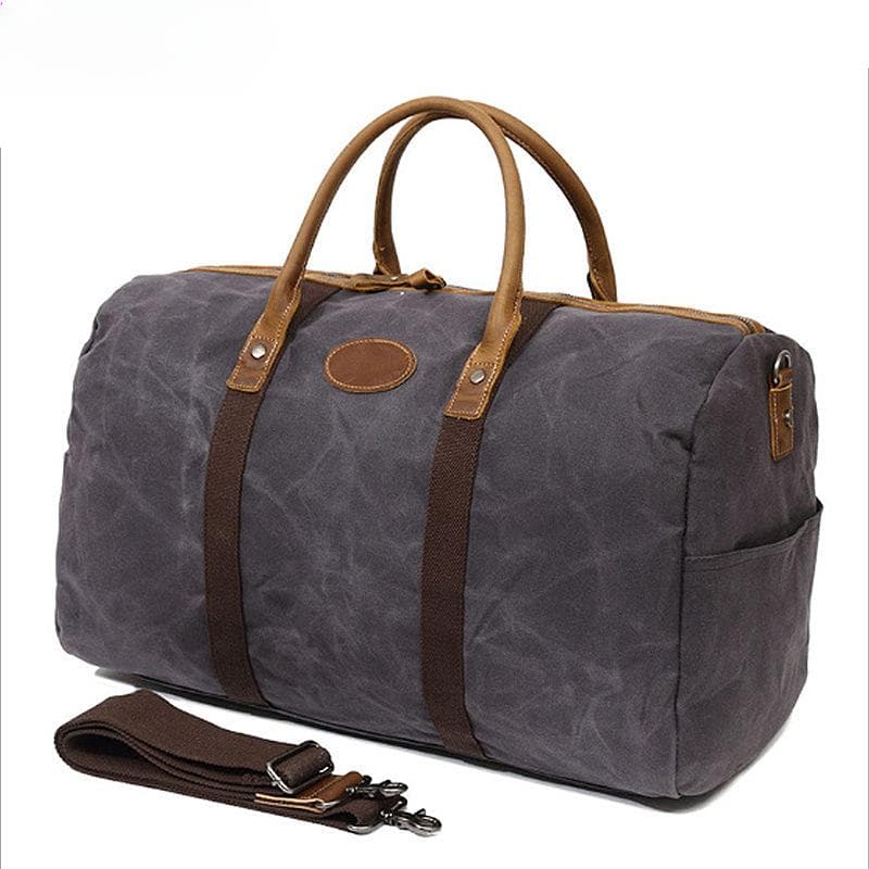 Canvas Short Trip Bag Shoulder Bag Waterproof Tote Bag Gym Bag gray