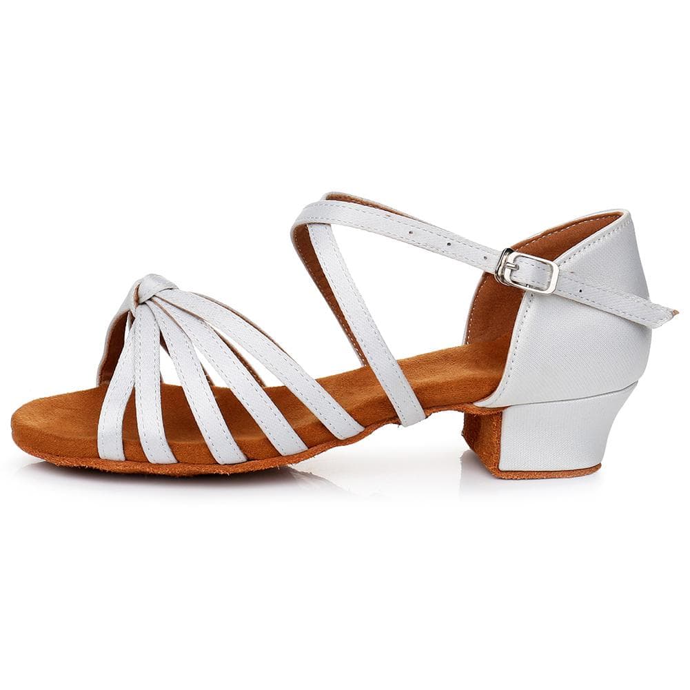 Low Heel 3.5cm Ballroom Dance Shoes for Women Girls Latin Salsa Dance Shoes 33 white