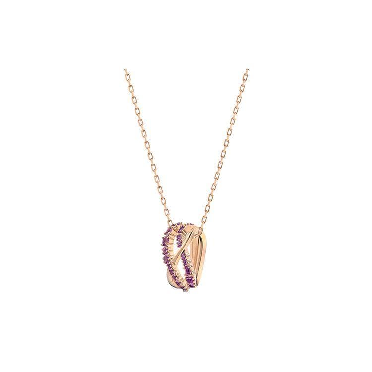 Swarovski Twist Rows Necklace Women necklace Purple Rose-Gold 5563907 Box (Random Color)