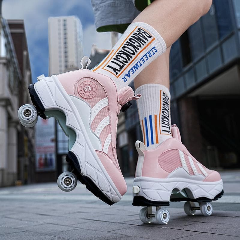 Runaway Shoes Four-wheel Student Children's Roller Skates Boys and Girls Removable Sneakers with Wheels 40