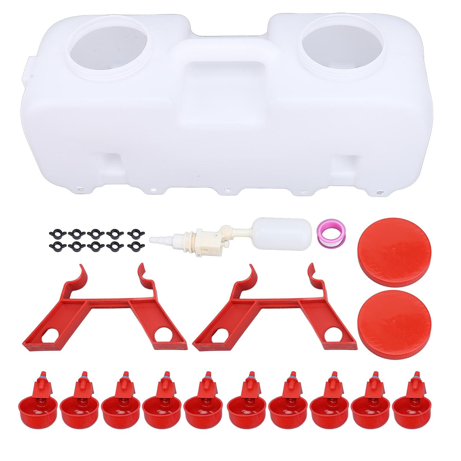 Automatic Chicken Waterer Dispenser 10 Liters Poultry Water Feeder With10 Chicken Waterer Cups for Small