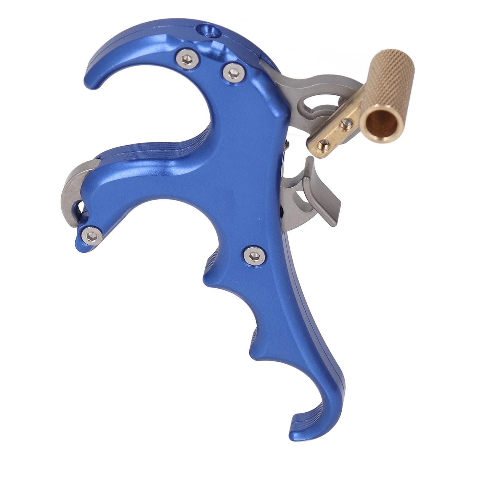 Bow Release Aids Aluminum Alloy Sensitivity Adjustable 4 Fingers Compound Bow Release Aids Gold blue