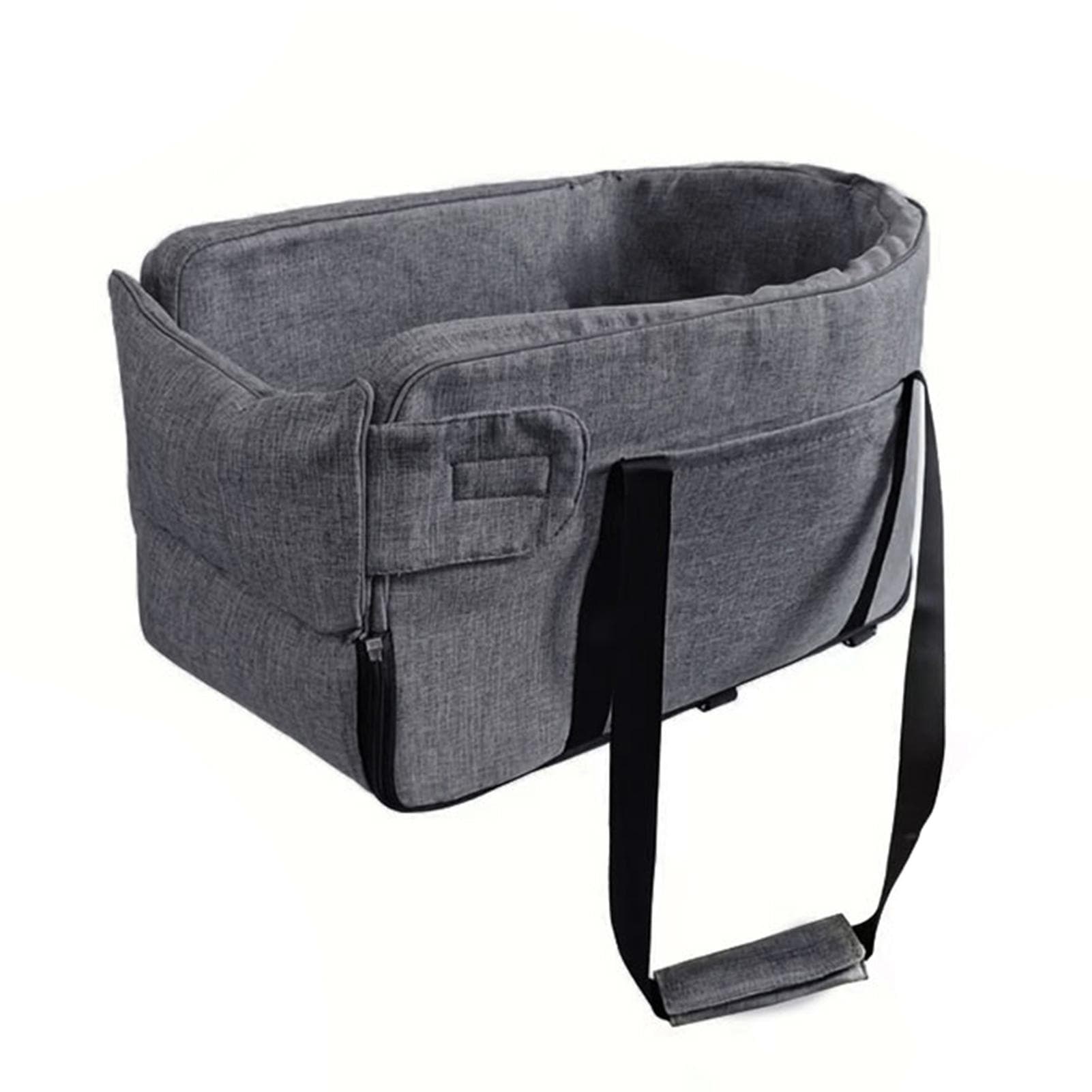 Center Console Dog Car Seat Detachable Armrest Booster Seat with Soft Cushion Safety Strap Pet Car dark gray