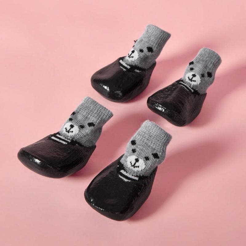 4pcs/Set Dog Cat Waterproof Shoes Socks, Pet Winter Boots, Rain Snow Dog Booties For Small Dog Anti-Slip, Anti-Dirt Puppy Shoes, Black L black