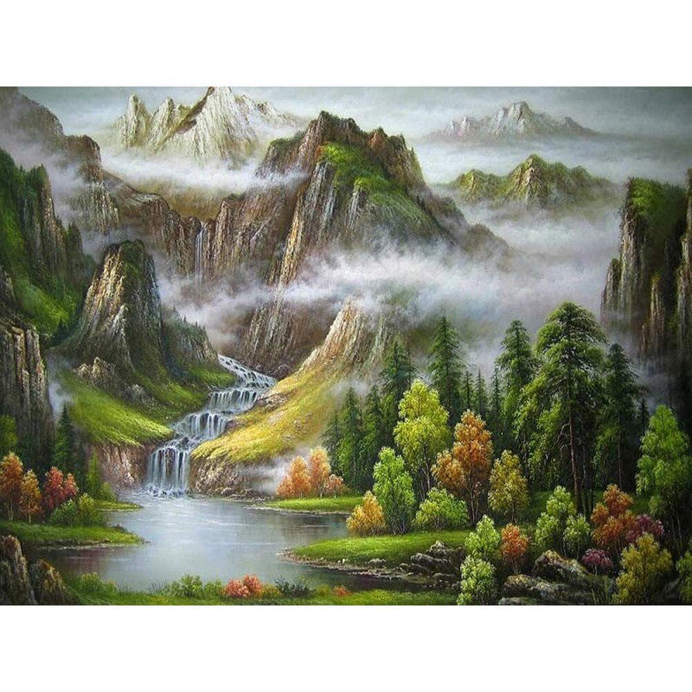 5D Diamond Painting Full Drill Scenery Diamond Embroidery Mountain Landscape Rhinestones 20X30CM