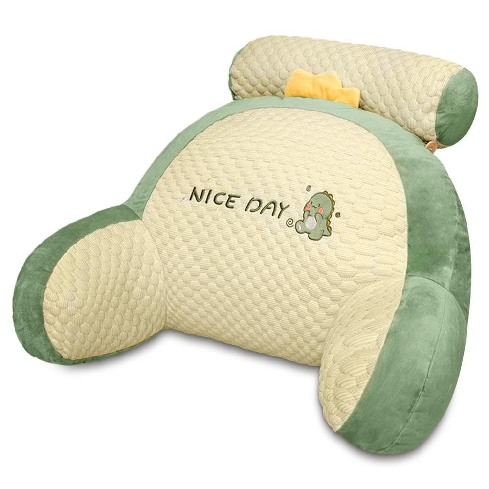 Aoresac Reading Pillow with with Armrests/Large Adult Backrest with Arms/Back Support for Sitting M green