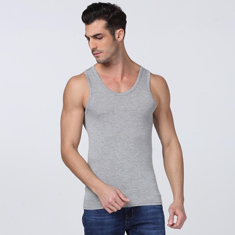 Men's Summer Cotton Sports Vest - Comfortable, Elastic Fitness Undershirt 3XL (70-80 kg) gray