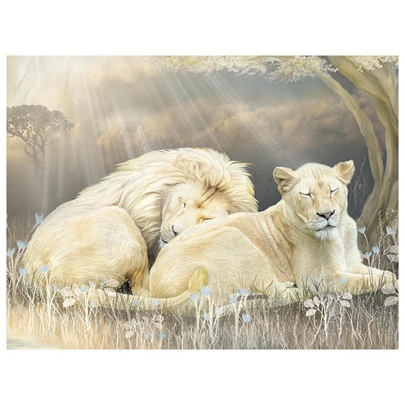 Full Round Drill Diamond Painting Lion Group  Embroidery Cross Stitch Rhinestones Home Decor 20X30CM