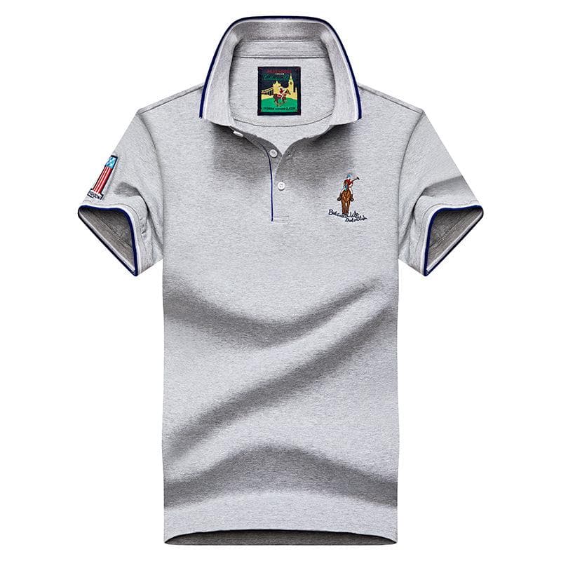Summer Men 'S Lapel Short Sleeve T -Shirt Polo Shirt Pure Color T -Shirt L grey