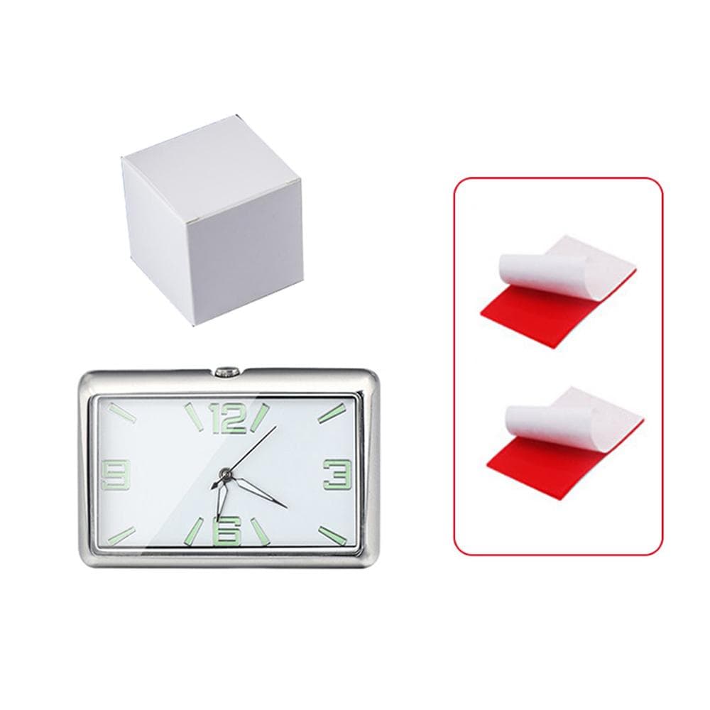 Universal Car Dashboard Clock with Luminous Display - Premium Zinc Alloy Square Quartz Clock for Car Interior (48x30mm) Base Only white