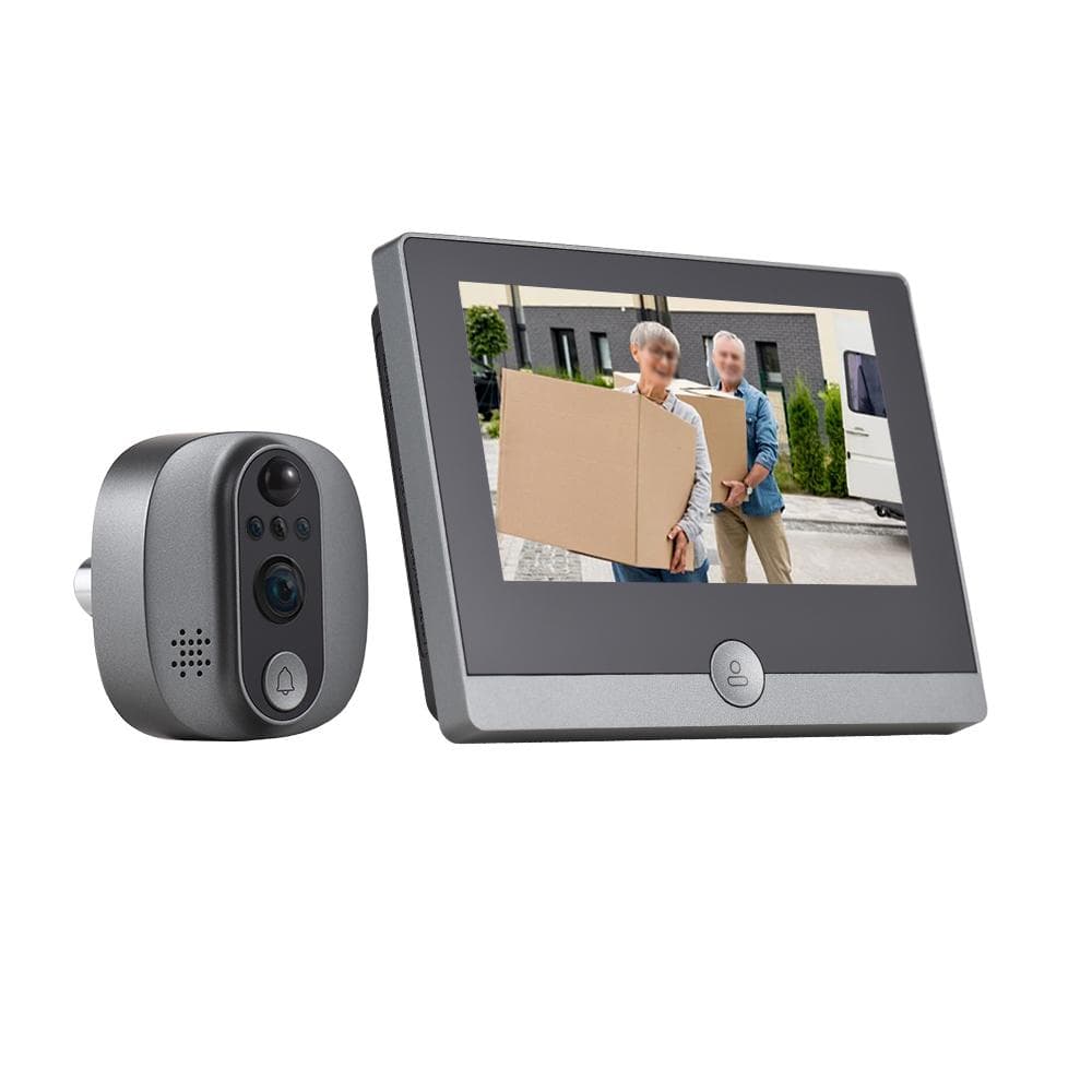WiFi Video Doorbell for Apartment 2.4GHz Peephole Camera 4.3-inch IPS Display Tuya APP 1080P 120 black