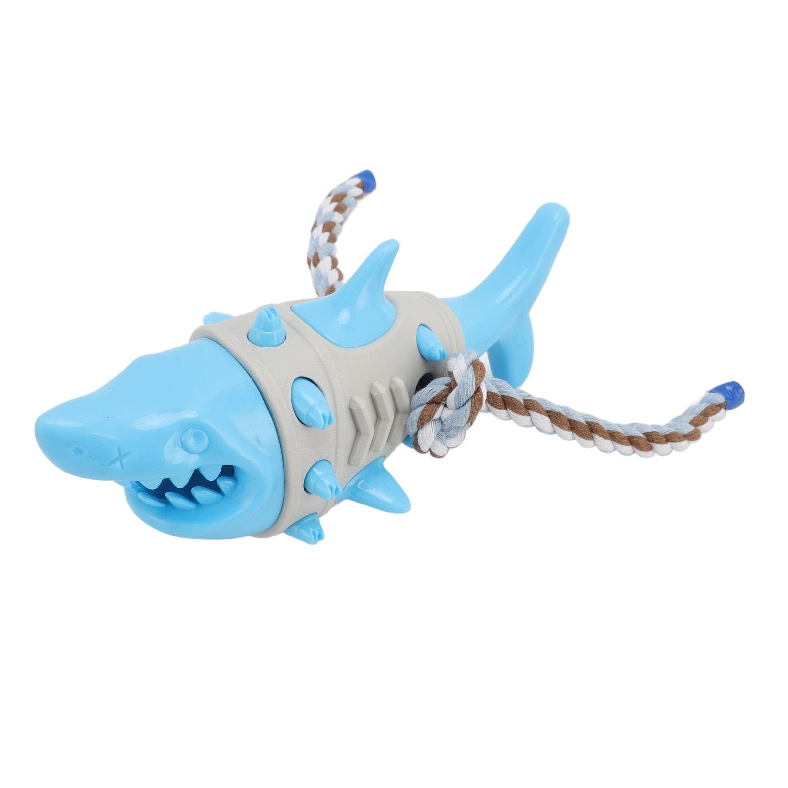 Dog Chew Food Dispensing Toy Tooth Cleaning Shark Shaped Stress Relief Chew Teething Toy for Puppy
