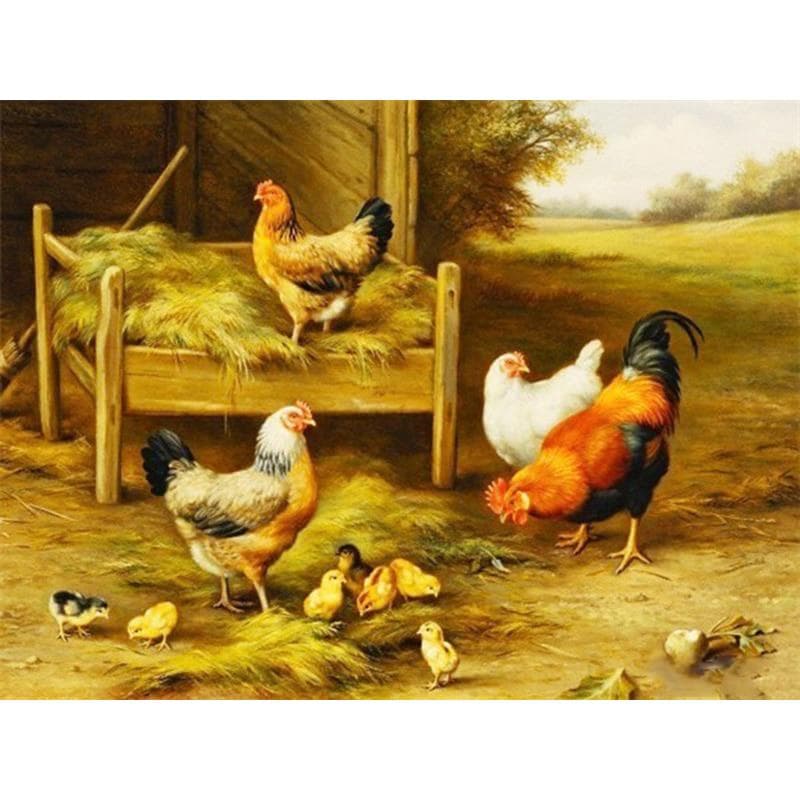 Diamond Painting Full Round Drill Farm Lucky Chicken Diamond Embroidery Cross Stitch 20X30CM