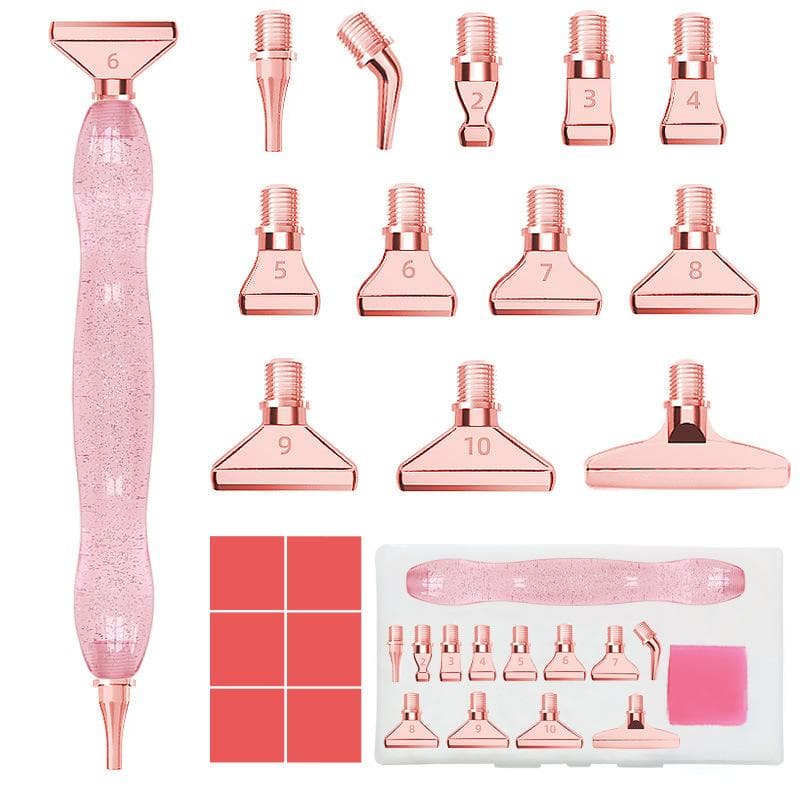 5D Diamond Painting Tool Resin Point Drill Pen Diamond Painting Pen with Thread Design Multi-placer Pen Heads Kits pink