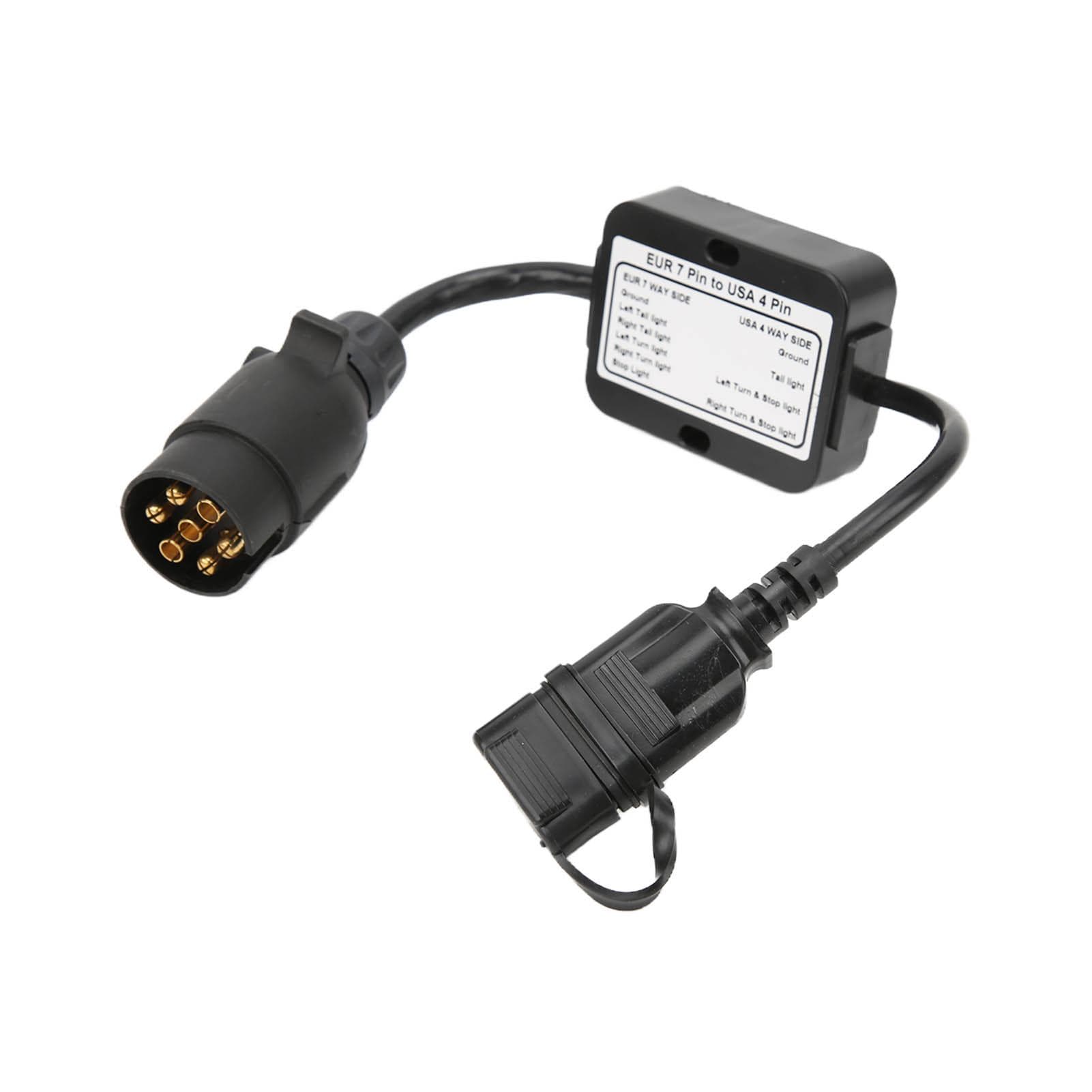 Trailer Connector European 7 Pin to American 4 Pin Taillight Circuit Converter for Caravan Boat