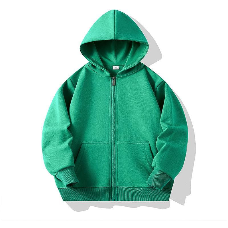 Hoodies for Children 2026 Autumn Zipper Hooded Sweatshirt Infants Boys Girls Clothes Casual Active School Teen Kids Outerwear 150cm green