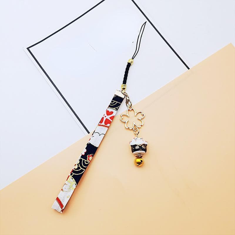 Kawaii Mobile Phone Straps Charm Lucky Cat Keychain Lanyard For iPhone Short Cell Phone Strap Rope Lanyards Cute Mobile Pendant