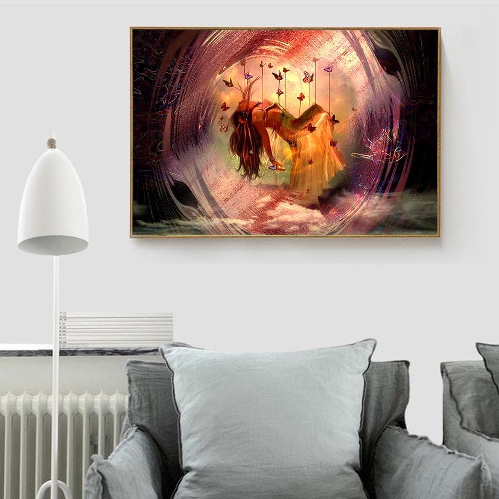 Diamond Painting Round Arrival Butterfly Diamond Embroidery Full Set Character Home Decoration 20X30CM
