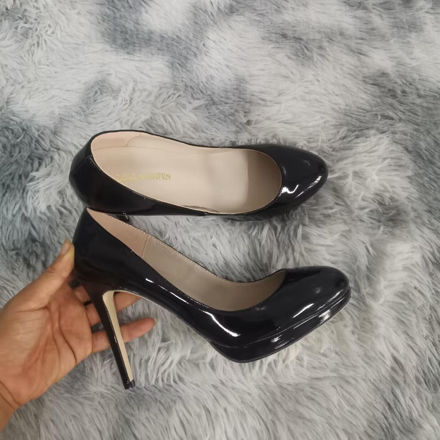 Women Stilettos Platfrom Pumps Sexy 11cm Round Toe High Heels Shallow Elegant Lady Office Party Wedding Shoes 39 black