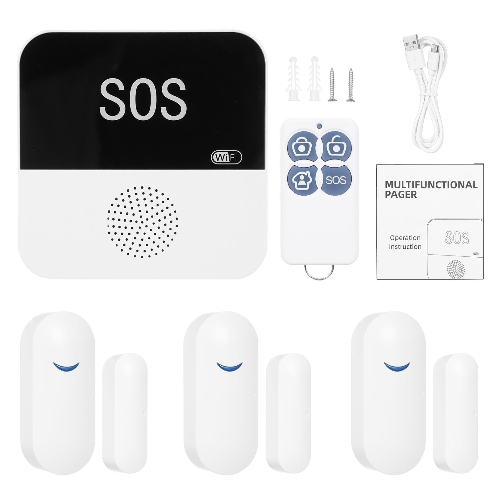 WiFi Tuya Smart Wireless Caregiver Pager Emergency Button Caregiver Pagers Elderly Alert Button App black white