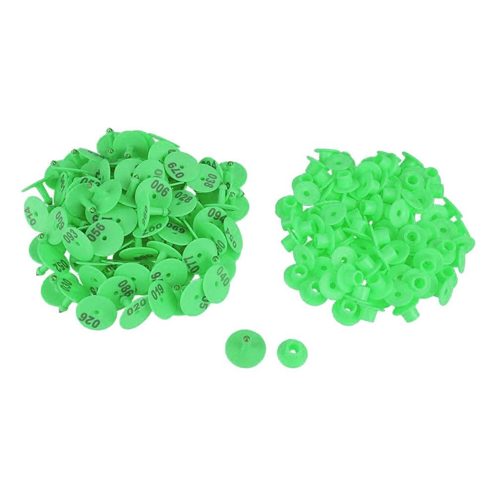 1-100 Number Round Plastic Livestock Ear Tag Animal Tag for Goat Sheep Pig (Green) Green