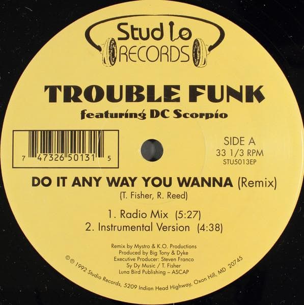 12inch Record TROUBLE FUNK, D.C. SCORPIO - Do It Any Way You Wanna (Remix) STU5013EP Studio Records 1992 US Soul/Funk Used