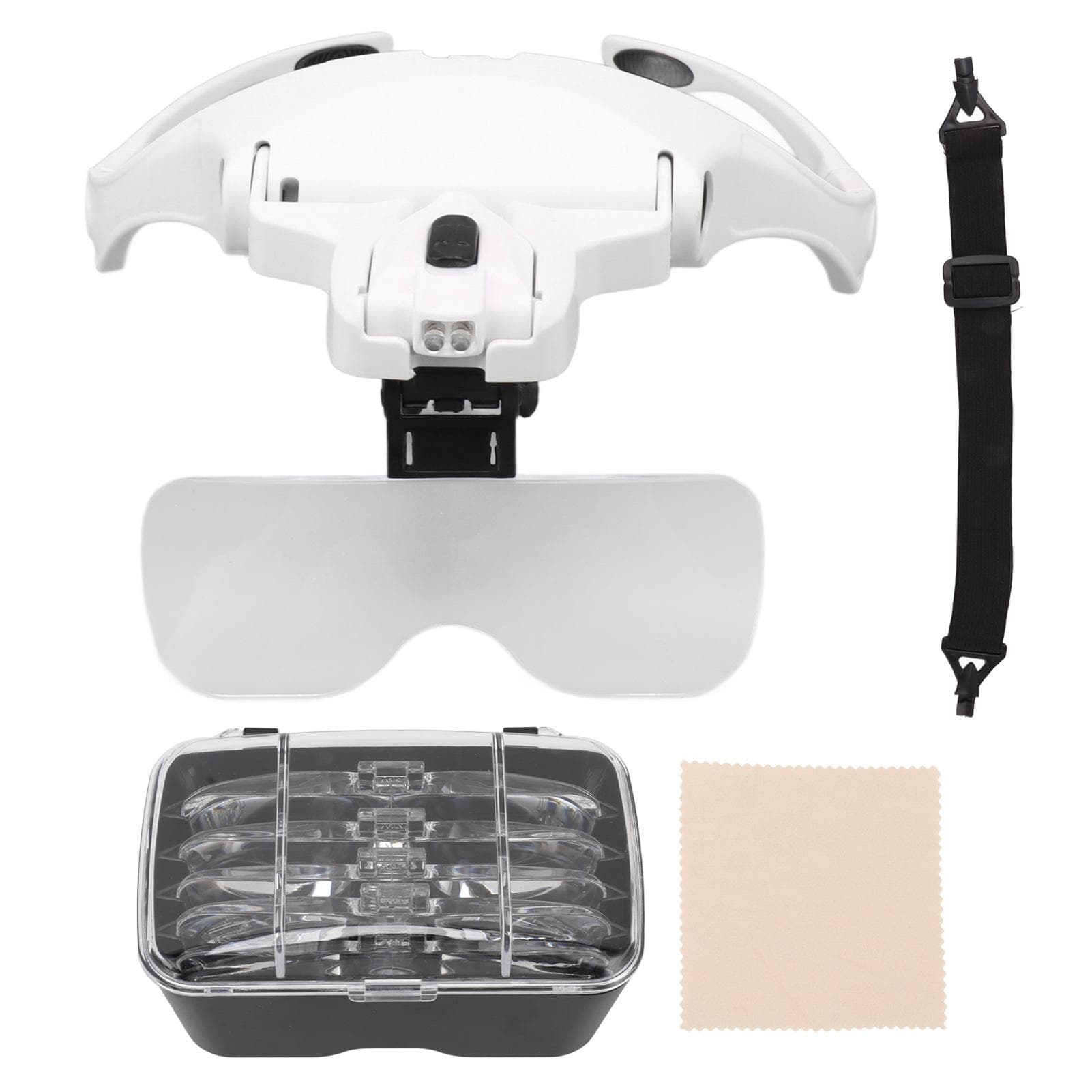 Headband Magnifier Hands Free 1X 1.5X 2X 2.5X 3 .5X Head Mount Magnifier with LED Light for Close