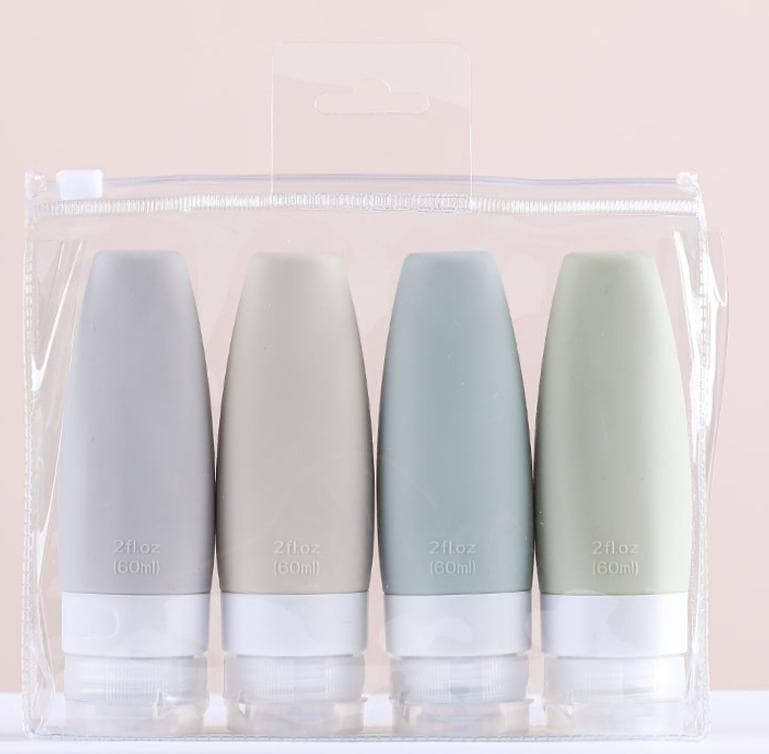 Leeseph Portable Travel Bottles,Leak Proof BPA Free Silicone Cosmetic Travel Containers,Squeezable Refillable Tubes for 4 Pack
