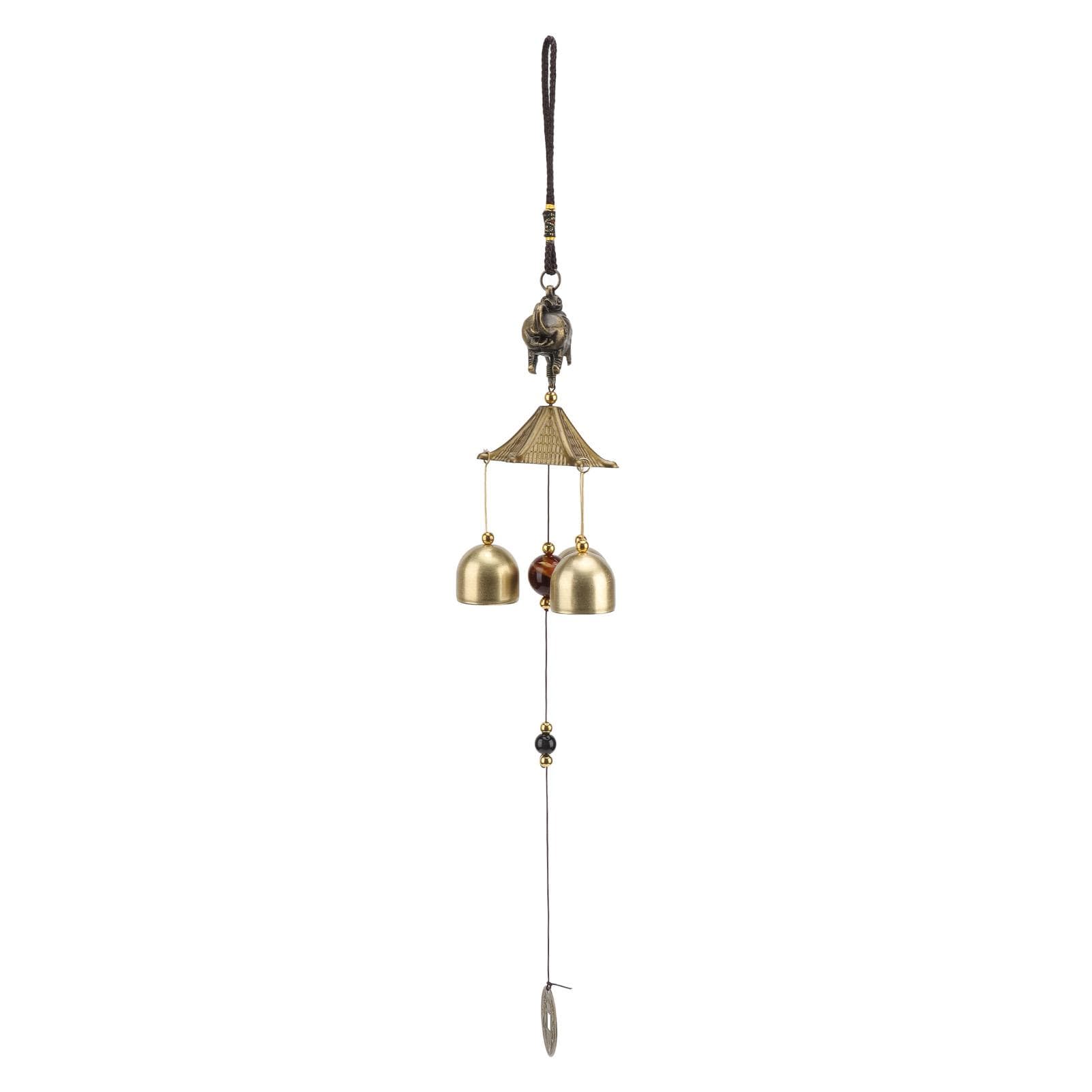 Elephant Wind Chimes Good Luck Chinese Style Temple Roofs Copper Wind Chimes with Crisp Music for