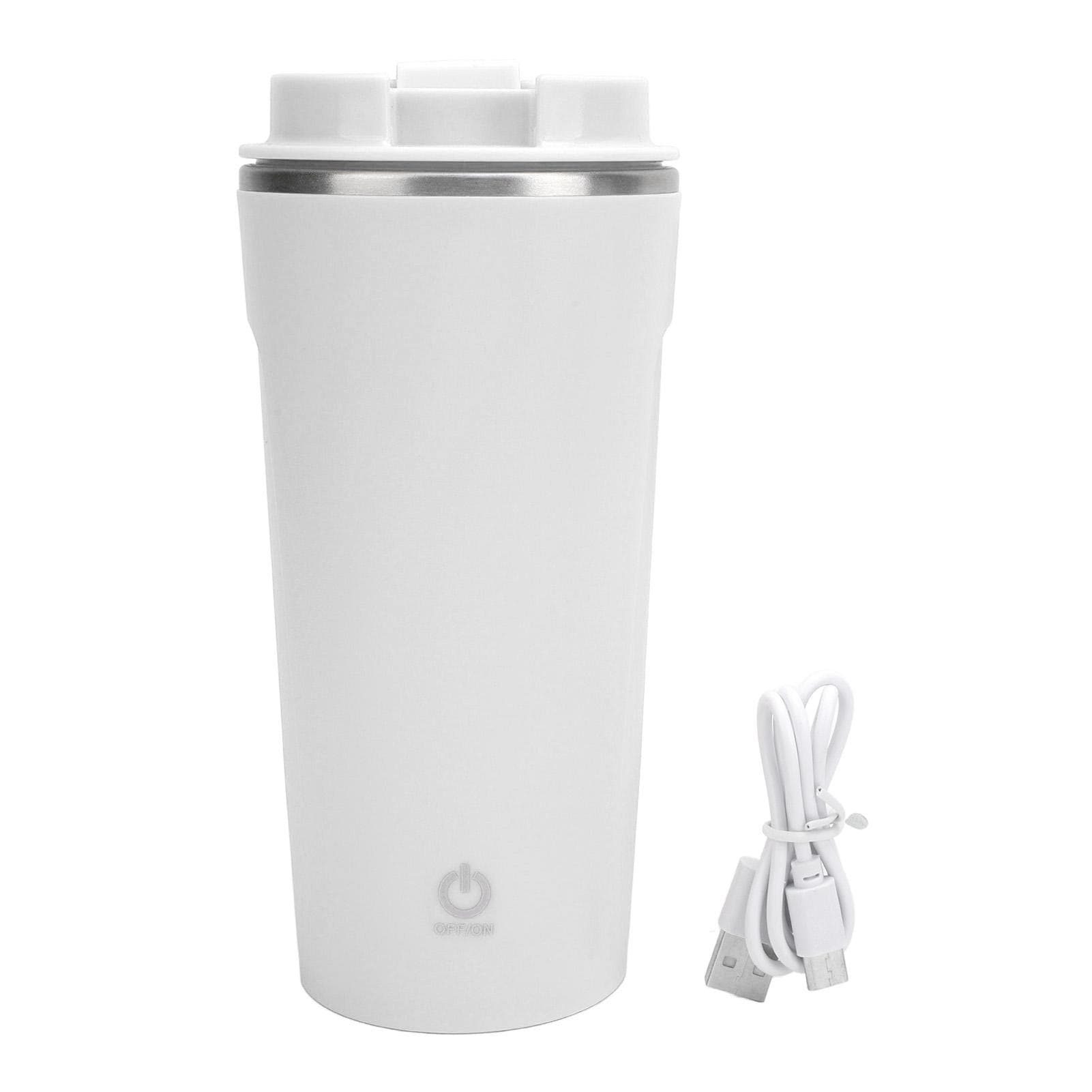 Self Stirring Coffee Mug USB Rechargeable Stainless Steel Auto Self Mixing Cup with Lid for Office L white