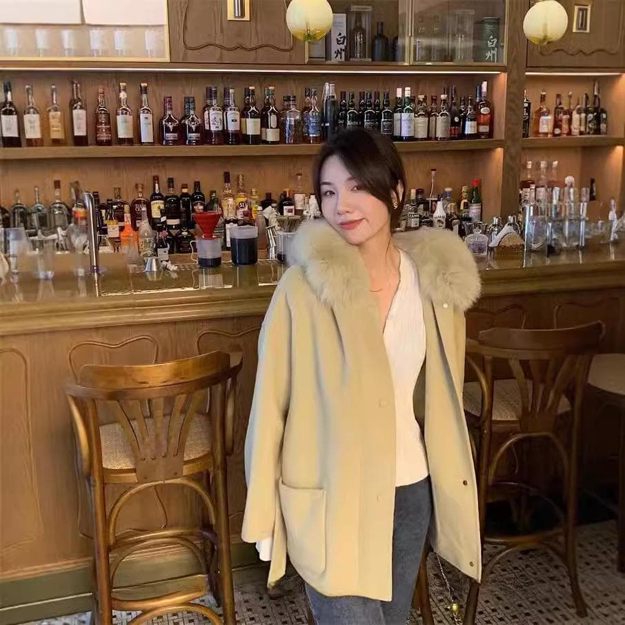 Winter New Hooded Woolen Coat Women's Korean Version Small Medium and Long Outer M
