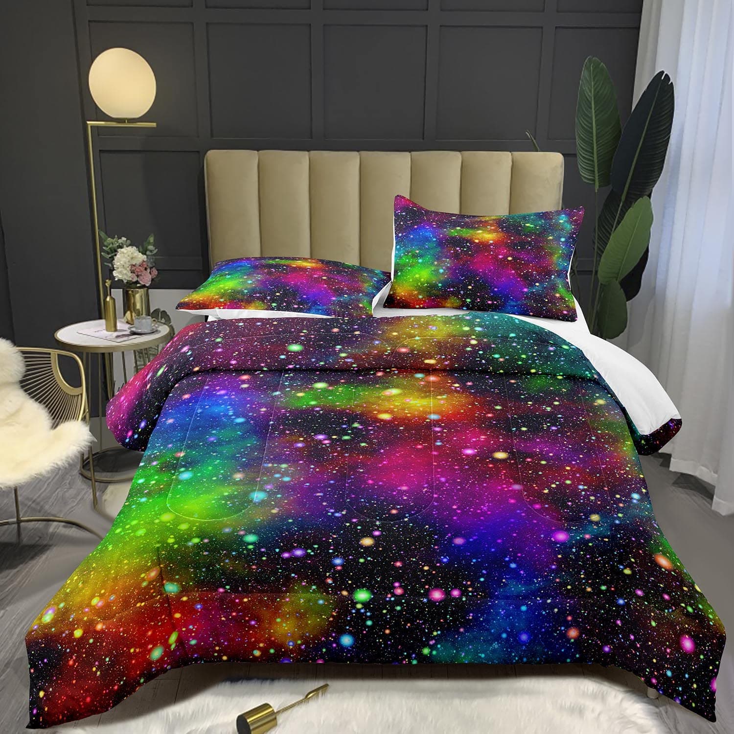 Galaxy Comforter Sets, 3D Outer Space Themed Bedding, All-Season Quilted Duvet, for Children Boy Girl Teen Kids with Pillow Sham AU Single(140x210cm)
