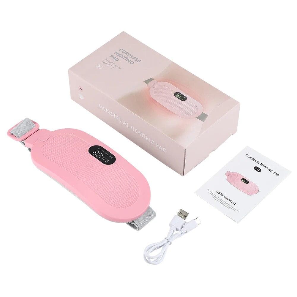 Electric Period Cramp Massager Vibrating Heating Belt for Menstrual Colic Relief Pain Waist Stomach Abdominal Warm Palace Belt CHINA pink