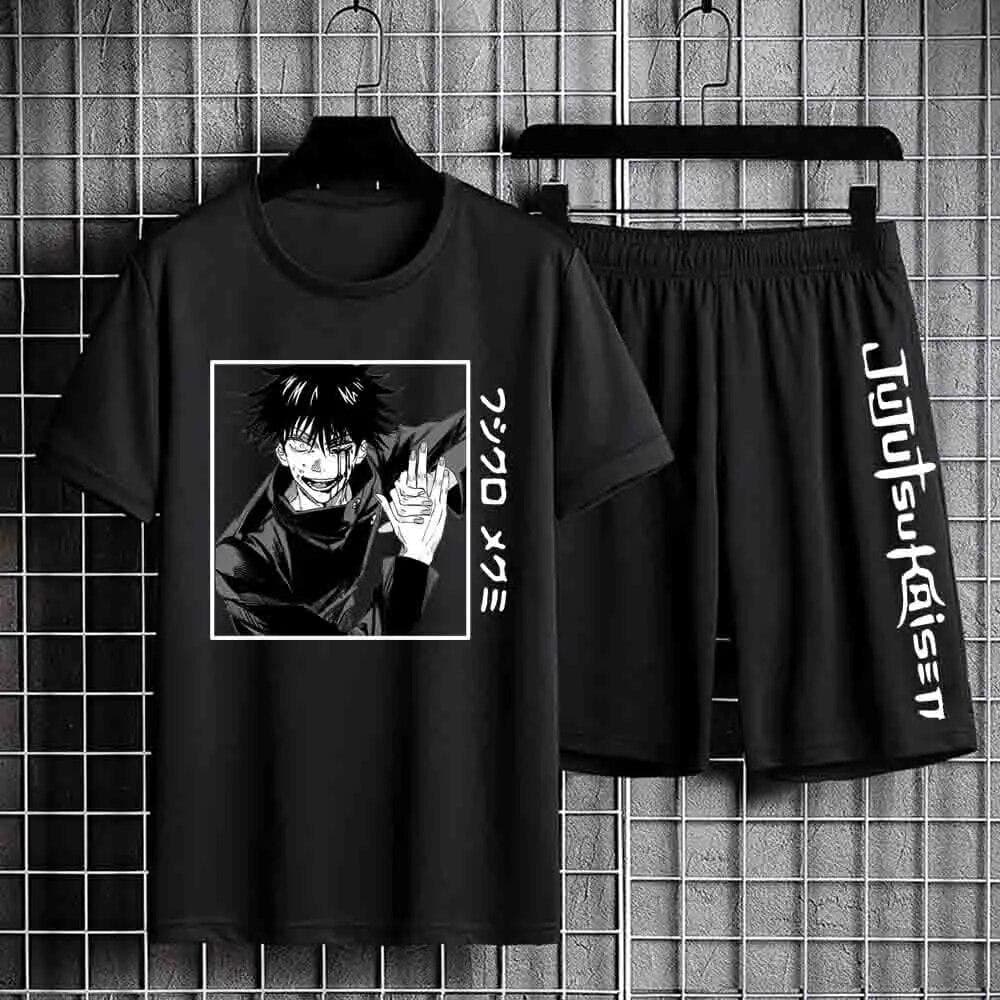 Jujutsu Kaisen T-shirt Set Casual Shorts Anime Print Men's Sets Tracksuit Sweatpants Sportswear Man Summer Fashion Clothing 4XL