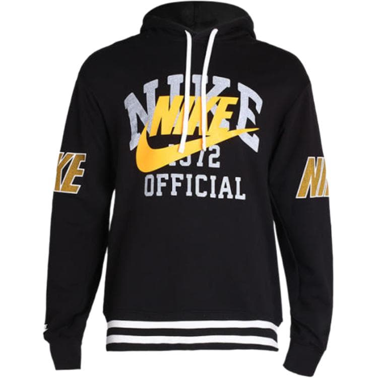 Nike Printed Big Logo Embroidered Letter Hoodie Men Tops Black DD6169-010 M