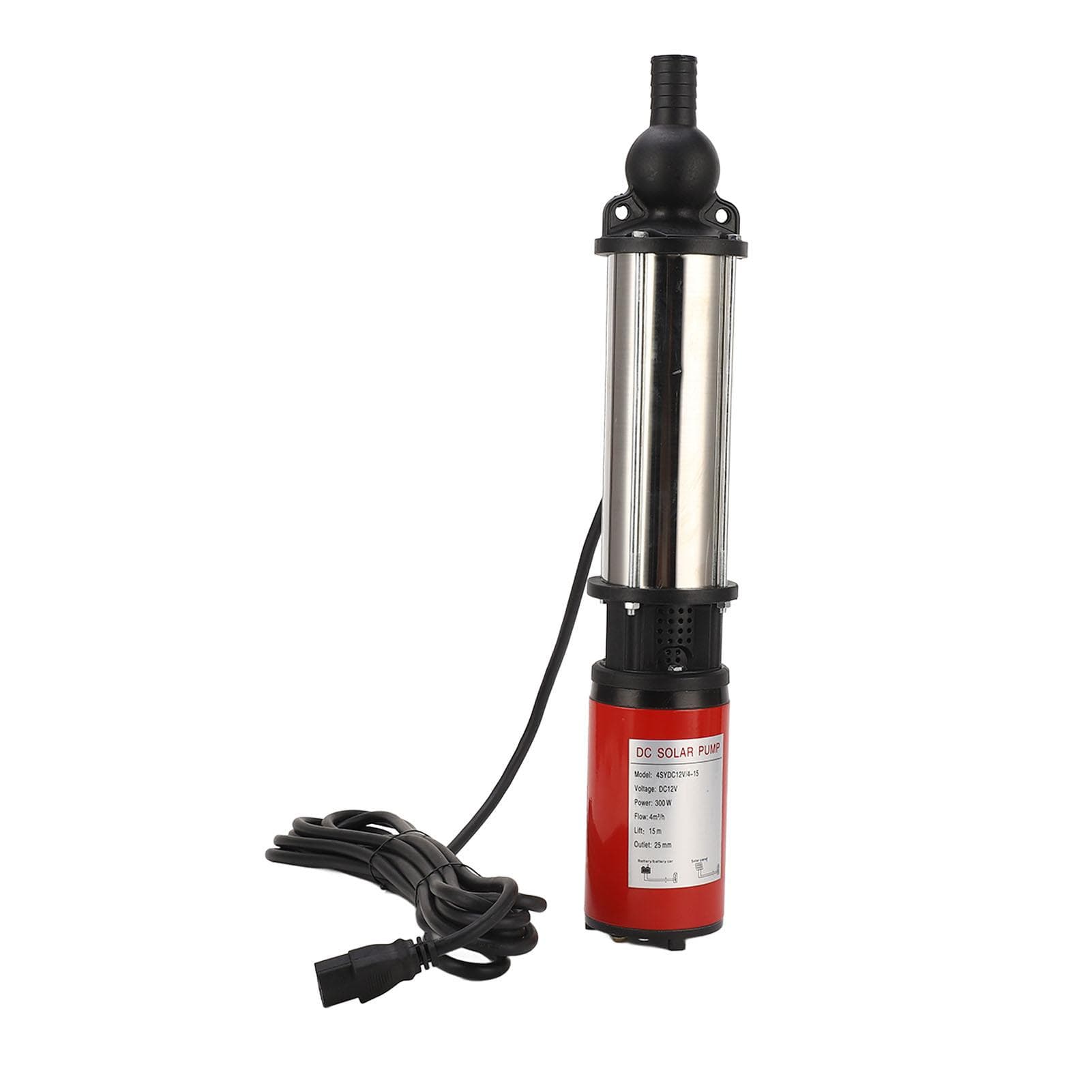 Solar Water Pump 15m Discharge Lift Submersible Pump 4m3h DC 12V 300W for Irrigation