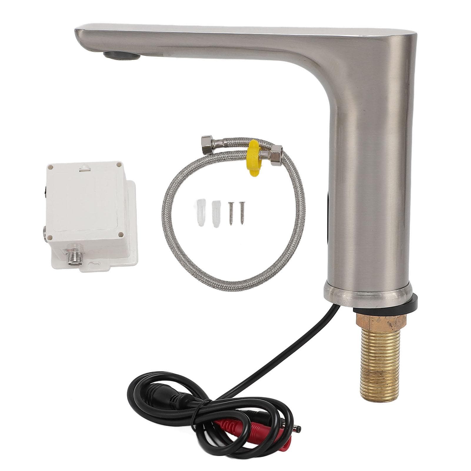 Touchless Electronic Faucet Battery Powered Vertical Bathroom Sink Faucet G1/2 Male Thread Gunmetal silver